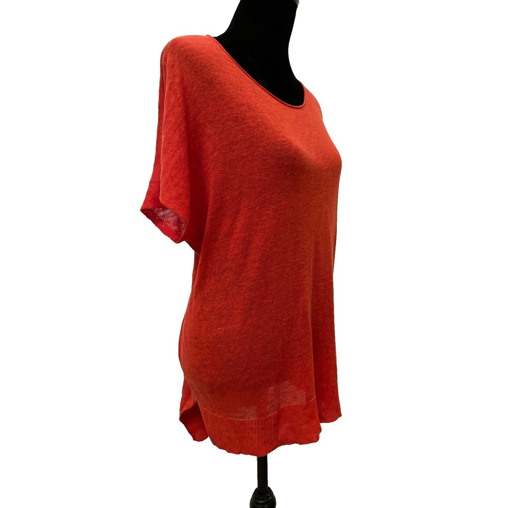 Eileen Fisher Womens Pullover Scoop Neck Tunic Top Size Small Red 100% Linen - Picture 6 of 12